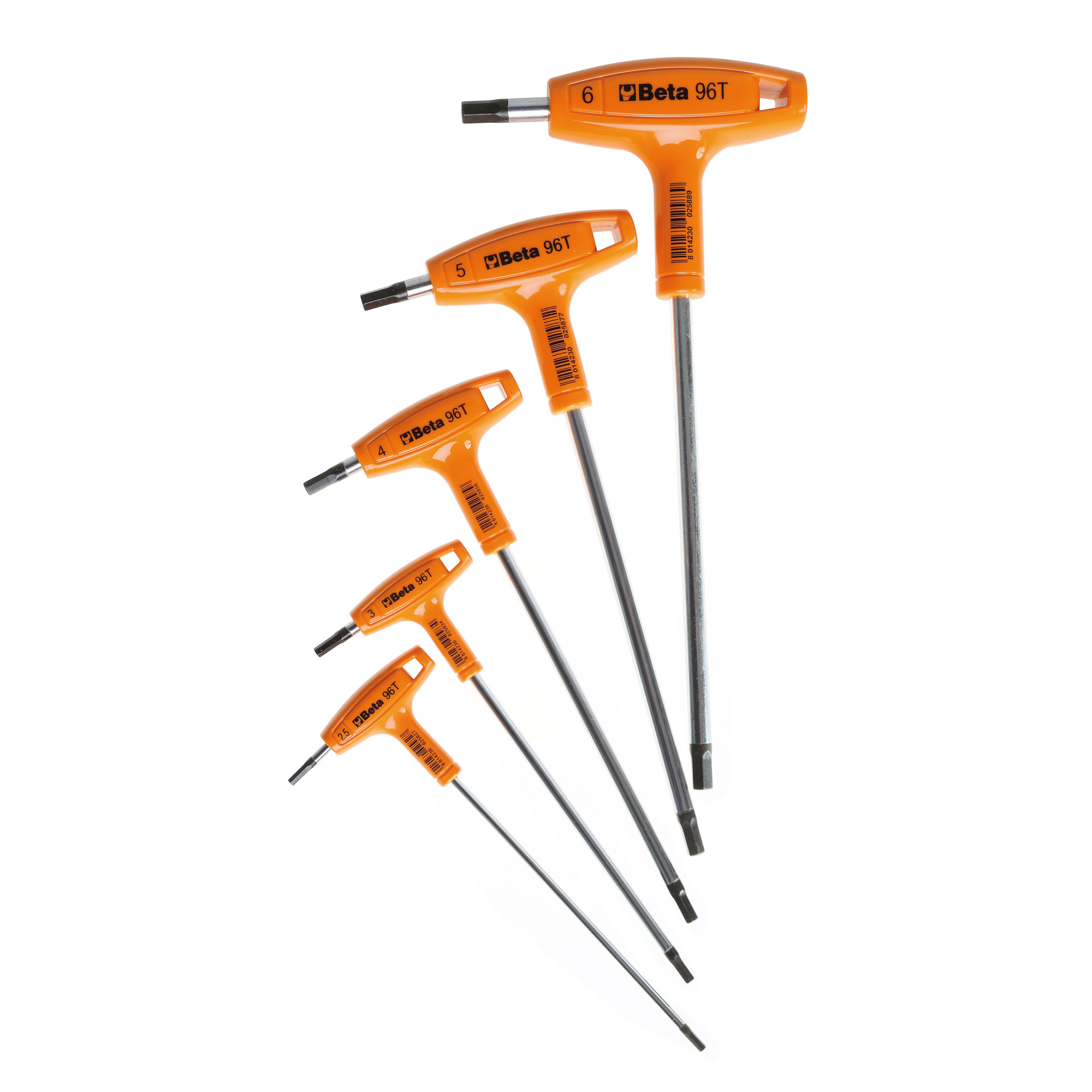 Beta, High Torque T-Handle Hex Key Wrenches, 2.5mm-6mm, Pieces (qty.) 5 Model# 96T/S5P